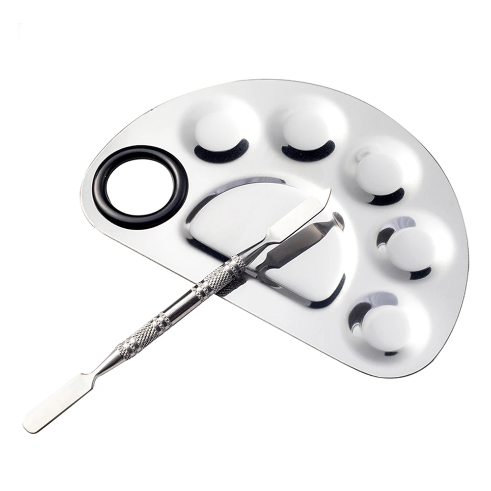 

Stainless Steel Watercolor Paint Palette Tray Mixing Rod Spatula Set For Art Oil Painting Makeup