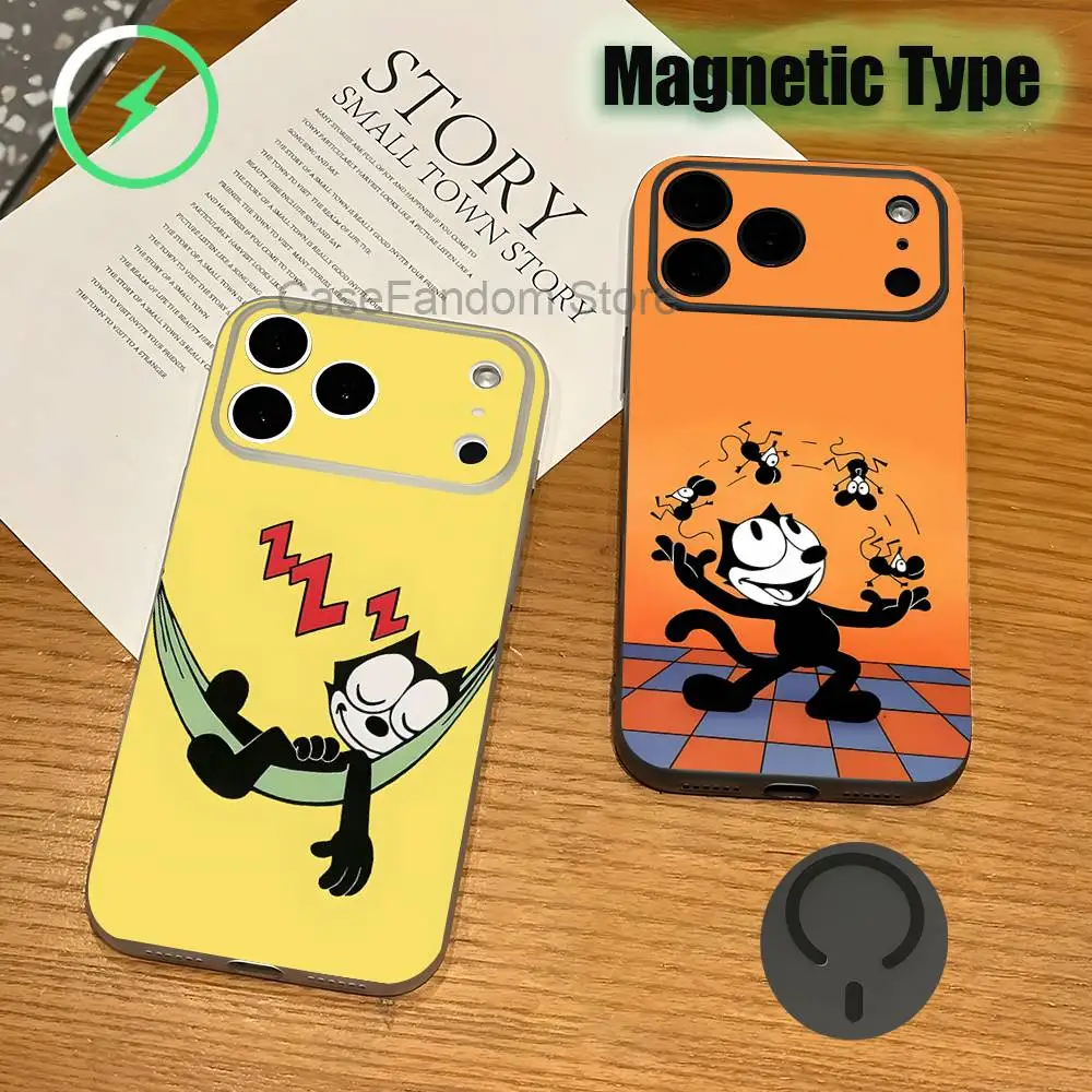 

F-FelixES The C-Cat For iPhone 17,16,15,14,13,12,11,Pro,Max,Plus Magnetic Wireless Charging Transparent gray Phone Case