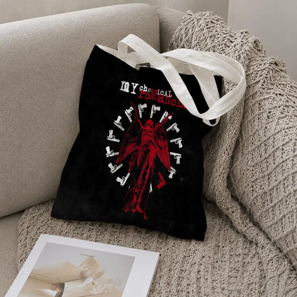 My Chemical Romance Storage Bags Storage Bags Canvas Tote Bag Large Capacity Shoulder Fashion Eco Shopping Handbag