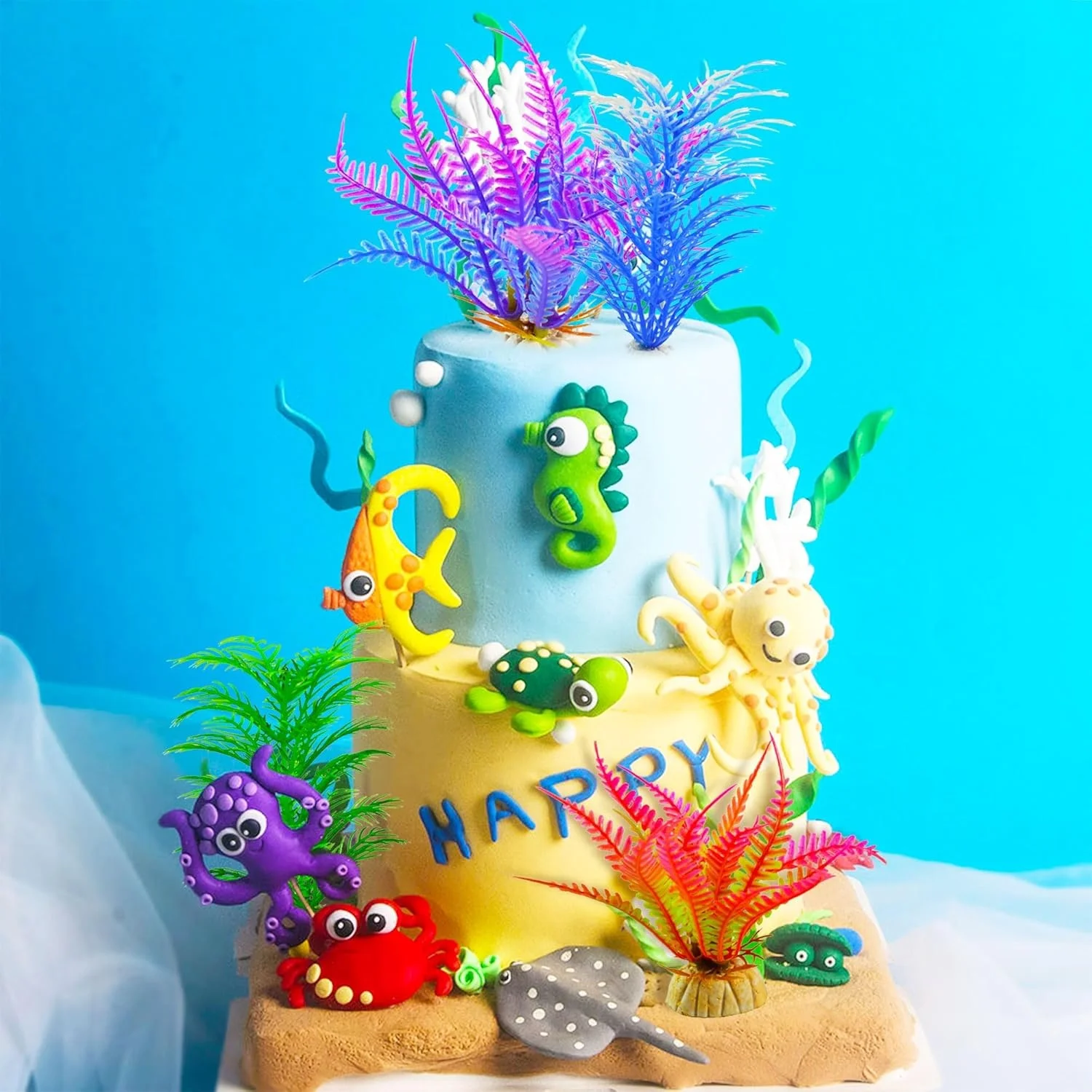 RGT Decoración Oceánica para Fiestas Temáticas Bajo el Mar: Pez Diablo, Tortuga, Cangrejo, Pulpo, Peces Tropicales