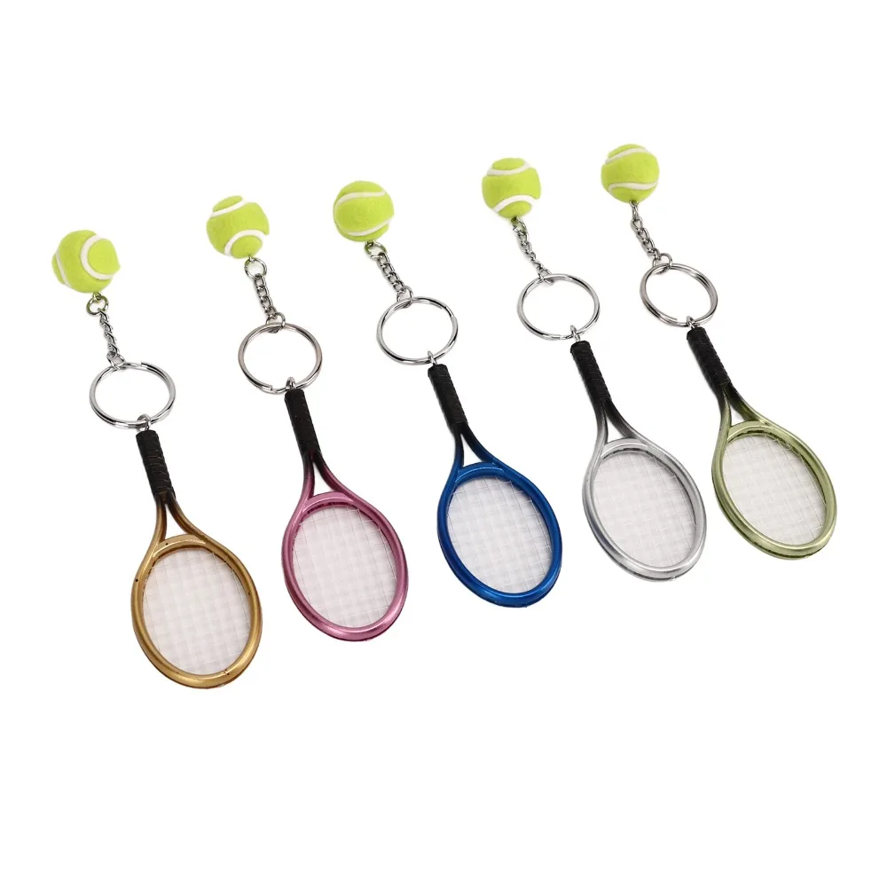 

5PCS Colorful Mini Tennis Racket Keychain PVC Cute Mini Racket Key Ring Tennis Ball Keychain Tennis Enthusiasts
