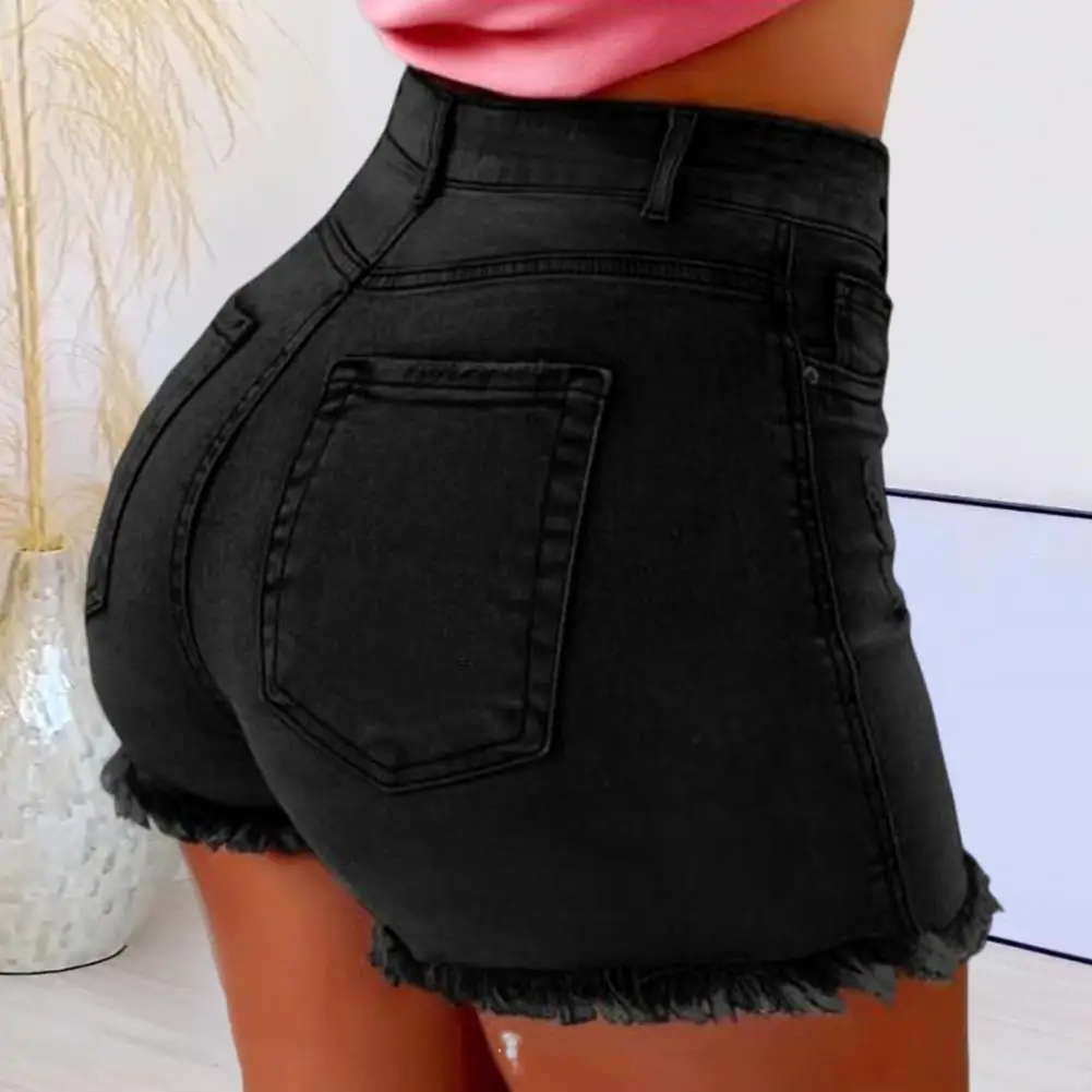 

Women Shorts Vintage High Waist Distressed Denim Shorts with Butt-lifted Design Side Pockets for Women Retro Style Club Party