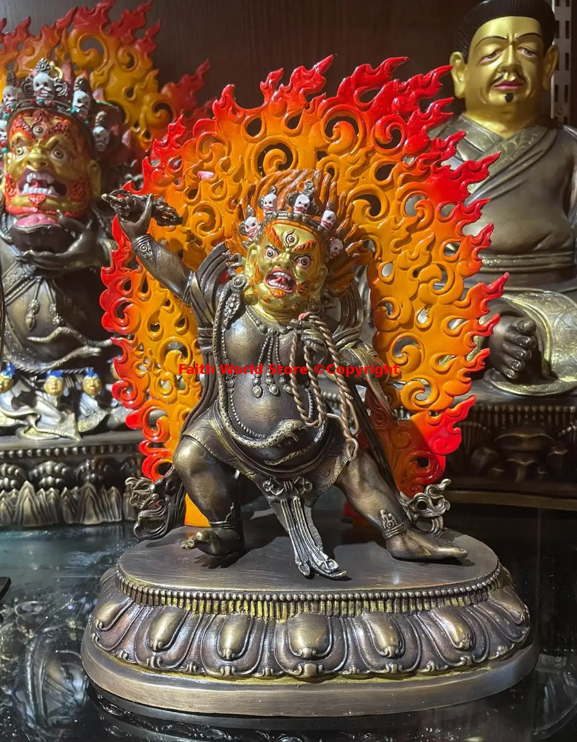 Rare Tantric Buddha statue # Vajrapani Vajra Bodhisattva Tibet Nepal Professional temple Buddhism Buddha Altar Worship 23cm