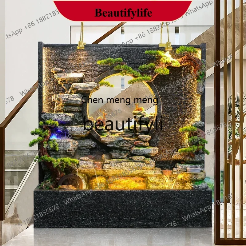 D178  Water curtain wall floor rockery flowing water fountain circulating water landscape living room lobby garden