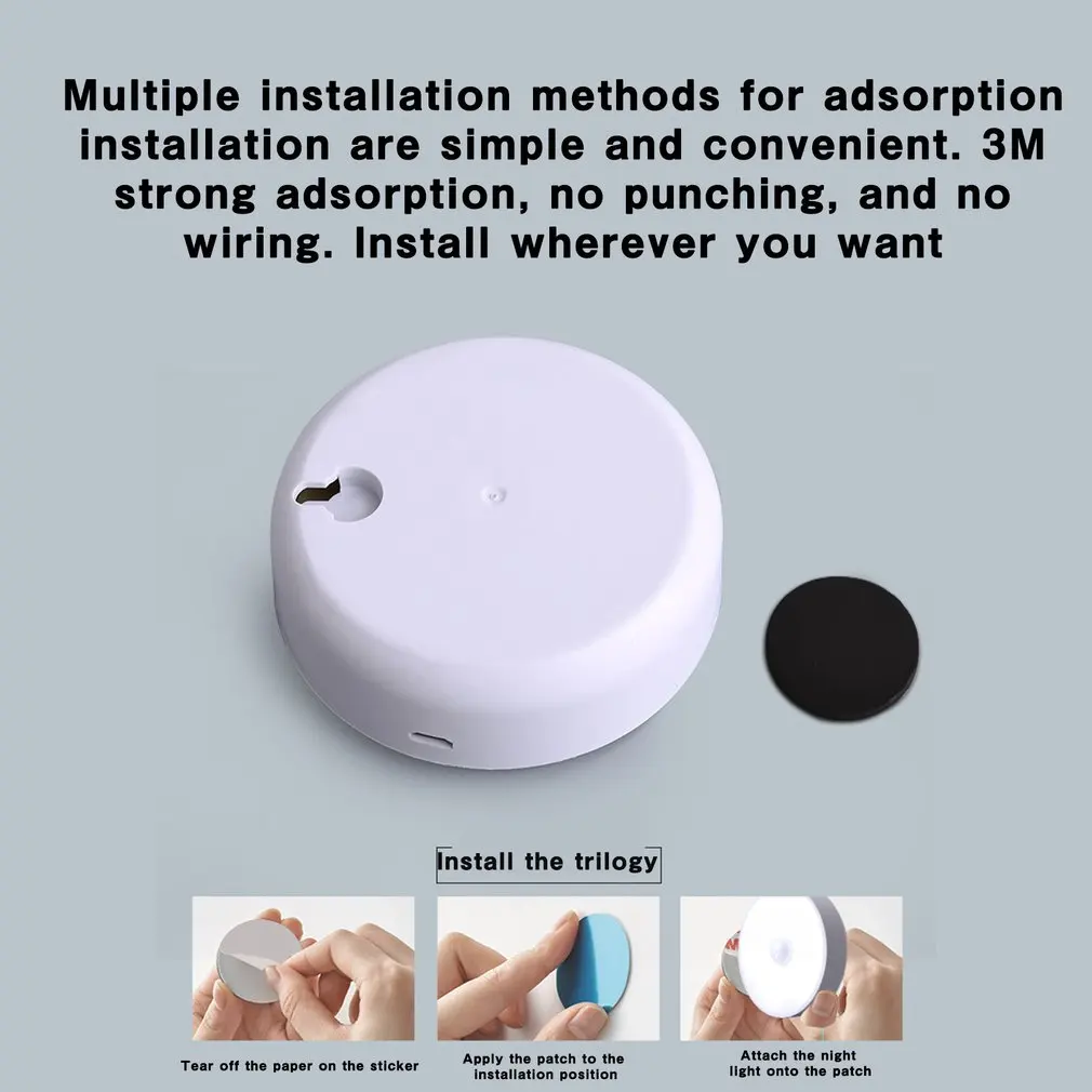 LED Touch Sensor Night Lights 2 Modes USB Rechargeable Base Wall Lights Round Portable Dimming Night Lamp Room Decor
