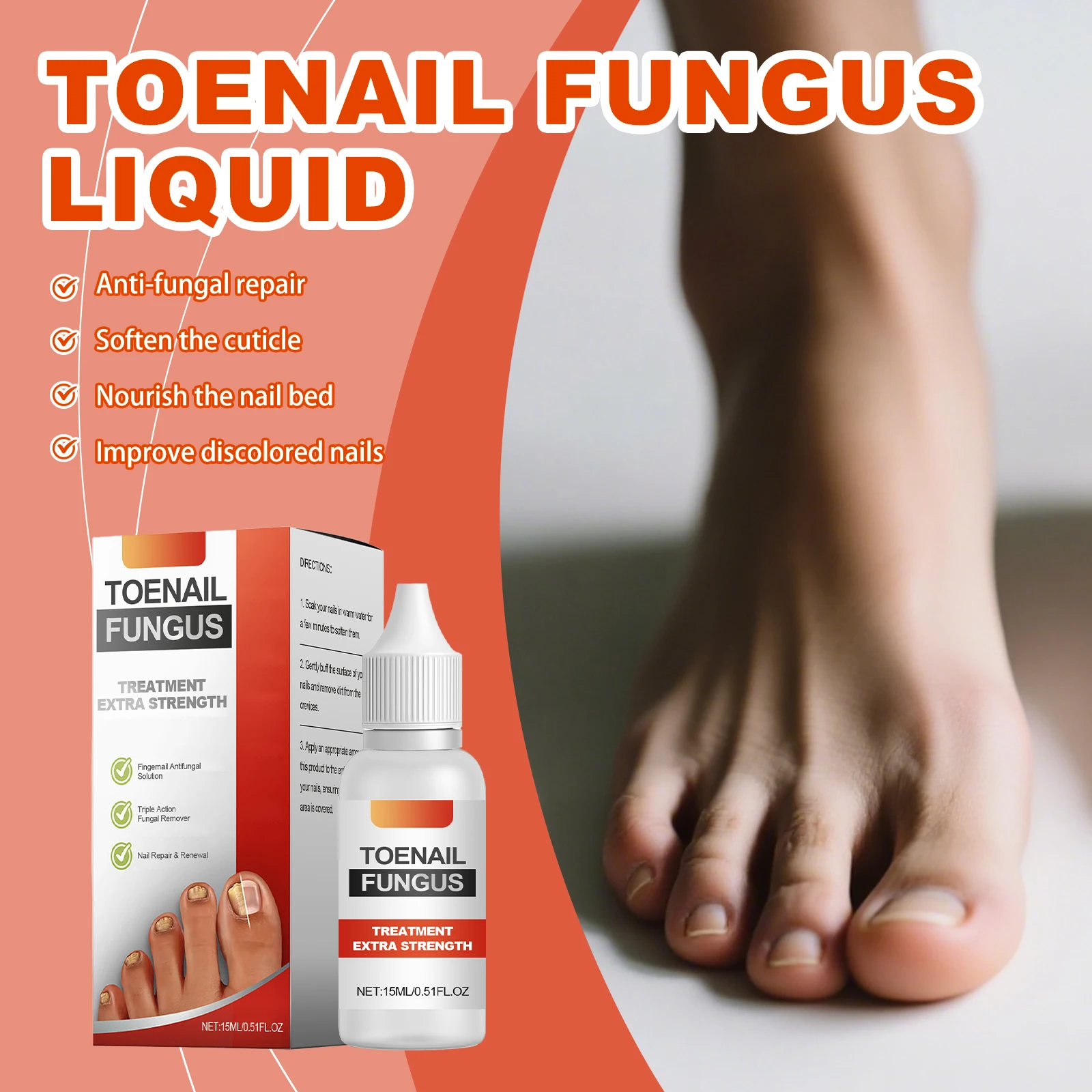 เซรั่มรักษาเชื้อราเล็บเท้า สูตรเข้มข้นพิเศษ แก้เล็บหักงอ ซ่อมแซมเล็บที่หนา ดำคล้ำ เลือนสี หรือเสียหาย บำรุงและฟื้นฟูเล็บเท้า ขนาด 15 มล.