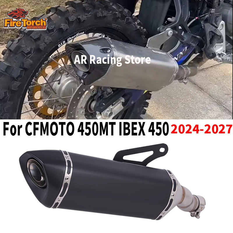Für CFMOTO 450MT 450 MT IBEX450 IBEX 450 2024 - 2027 Motorrad-Auspuffanlage Mittelrohr Schalldämpfer mit abnehmbarem DB-Killer