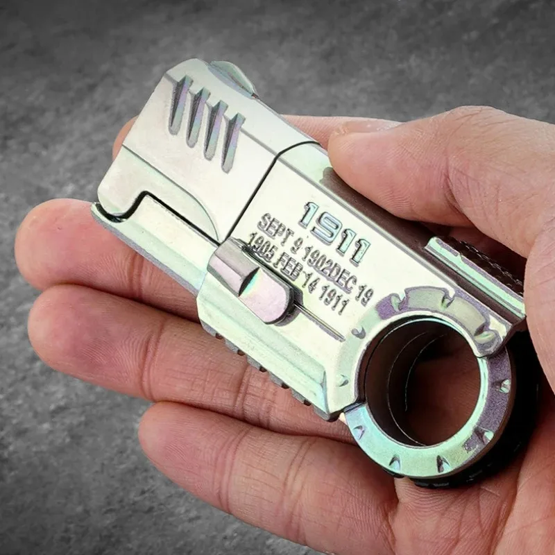 Ring Pistol Soft Bullet Gun Portable Mini 3D Alloy Shell Ejection Decompression Fidget Toy Outdoor Funny Creative Gift