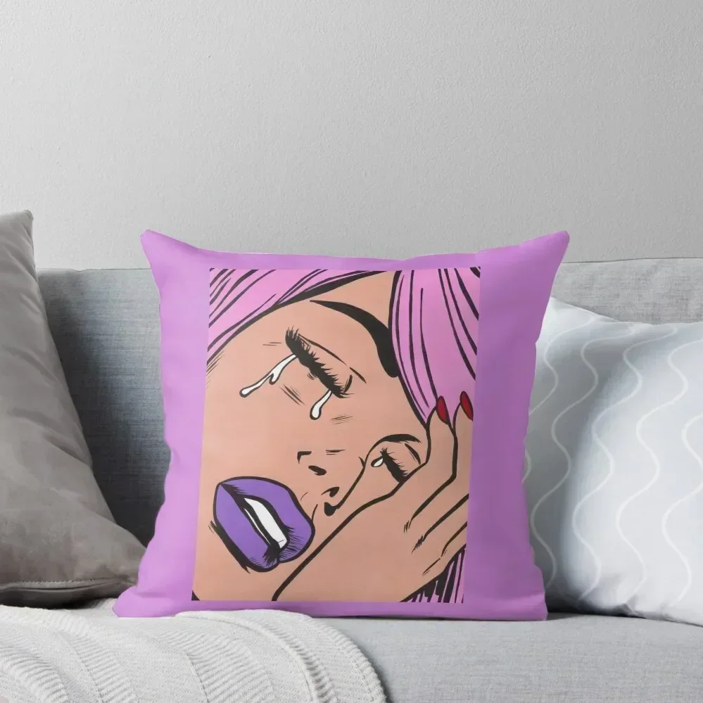

Pastel Crying Comic Girl Throw Pillow Sitting Cushion Decorative pillowcase Embroidered Cushion Cover ornamental pillows pillow