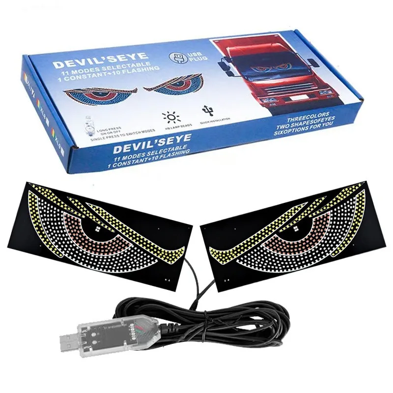 

RGB Dynamic Demon Eye Decorative Light Truck Devil's Eye Light Led Display Decor Pixel Panel Windshield USB Multi-Mode Lamp