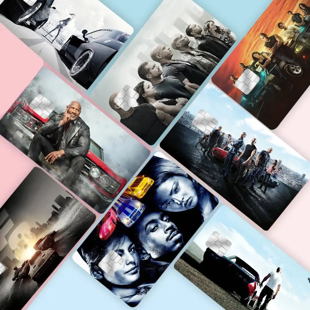 Action Movie Fast F-Furious Cartoon Credit Card Skin Stickers For Bank Card Bus Metro Card Sticker Waterproof Women Gift