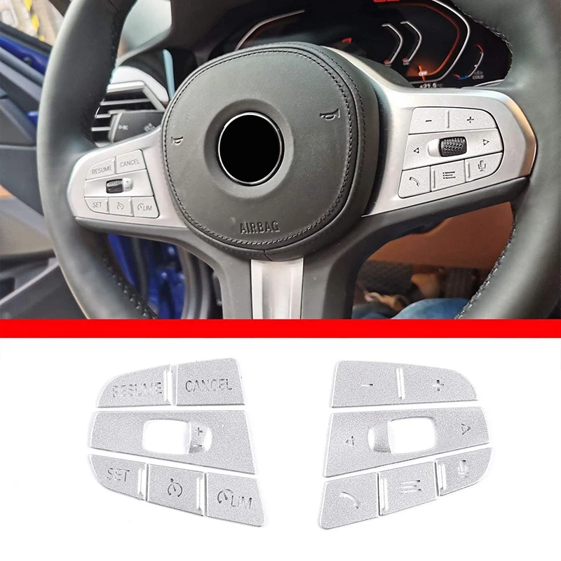 New-Car Steering Wheel Button Frame Sticker For 3 5 Series X5 X6 X7 2018-2020 Aluminum Decorative Cover Trim Accessories