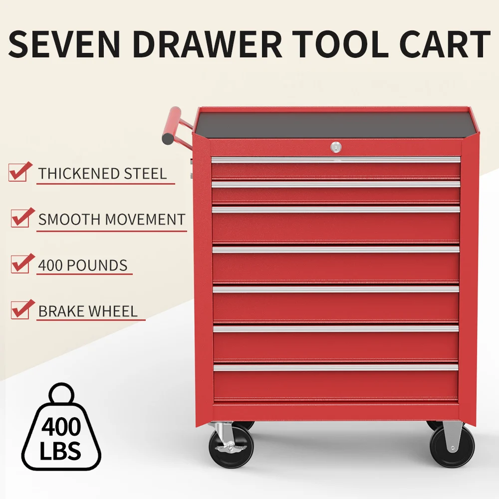 

Rolling Tool Cabinet 7-Drawer Large Capacity Tools Storage Organizer Barber Shop Tools Cart For Garage Workshop Cart