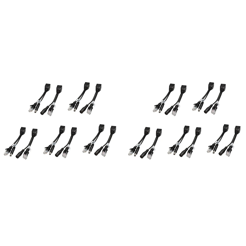20Pcs(10Pair) POE Splitter POE Switch POE Cable Adapter Tape Screened 5V 12V 24V 48V Power Supply Cable 5.5X2.1Mm