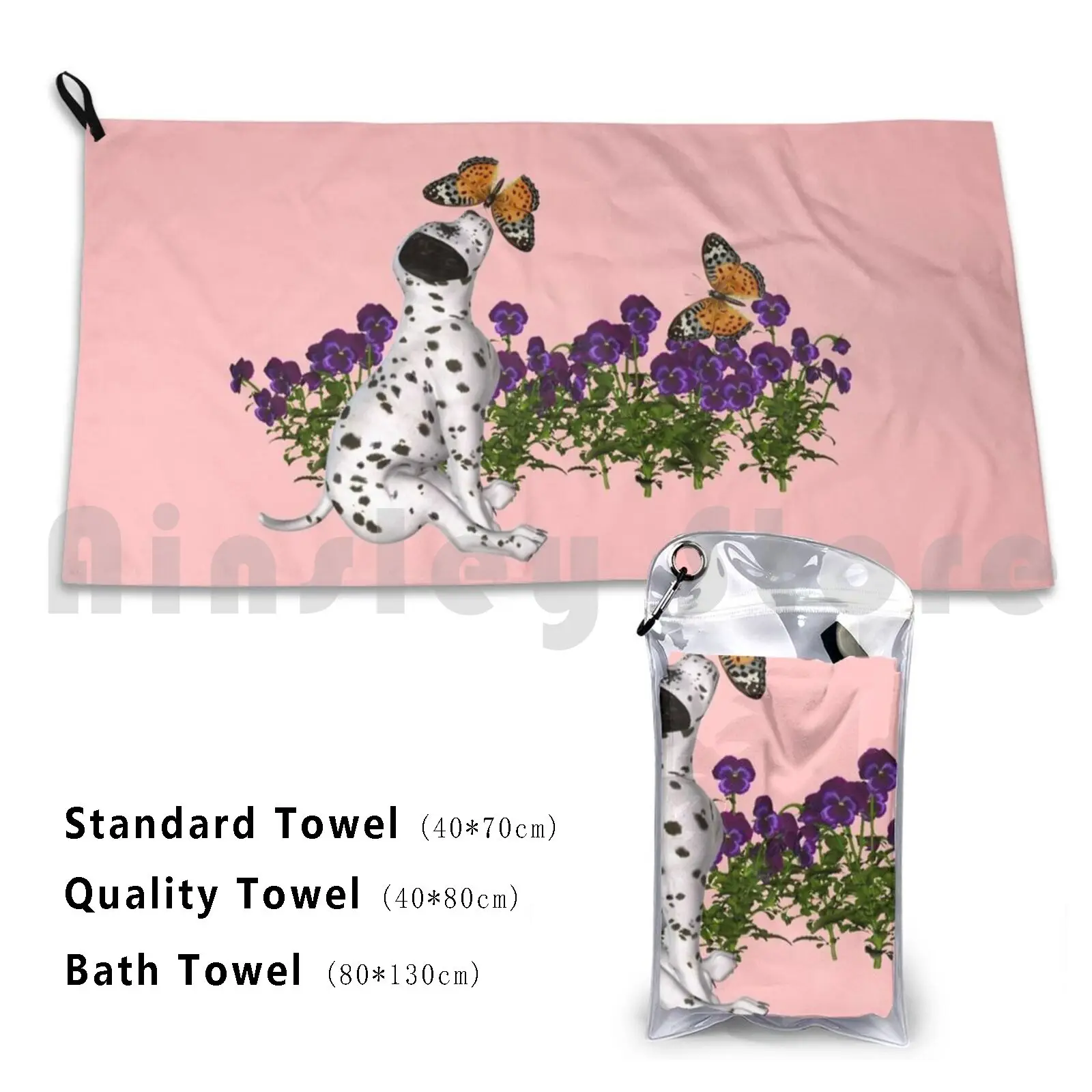 Dalmatian Puppy Butterflies Flowers Bath Towel Beach Cushion Animal Dog Puppy Cute Dalmatian Puppies