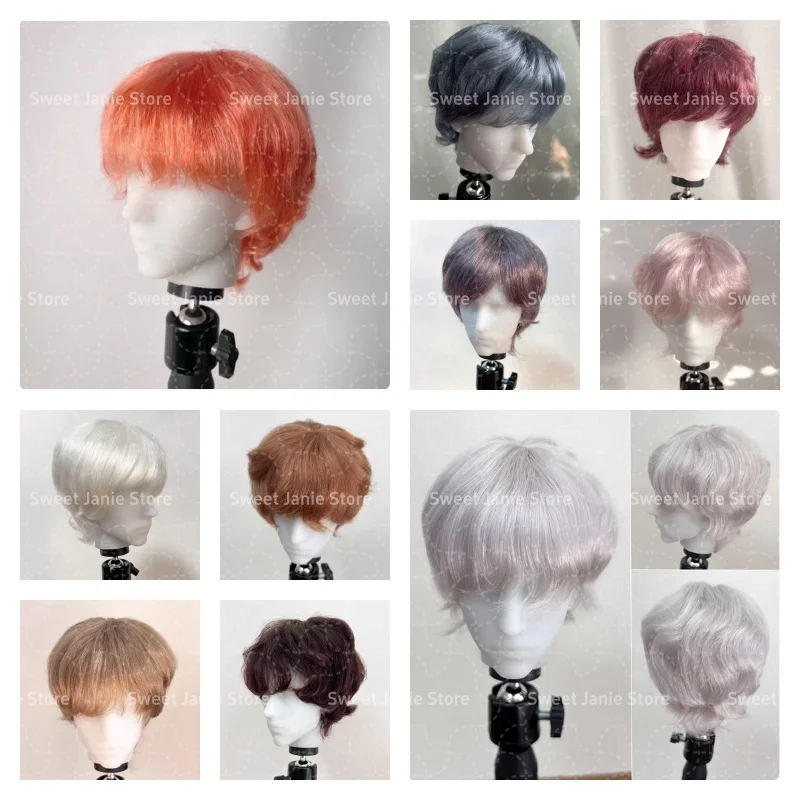 

Парики BJD, короткие волосы для кукол 1/3 1/4 1/6, SD MSD MDD Yosd, мохеровые парики, кукла, черные, коричневые, фиолетовые, розовые волосы