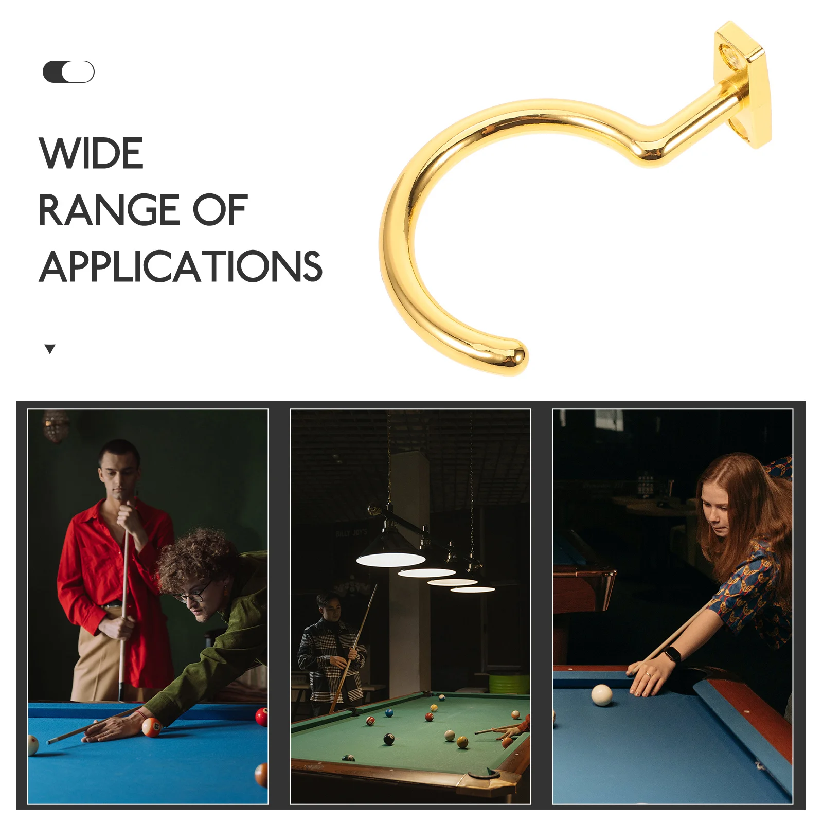 ตะขอแขวนไม้คิวสนุกเกอร์ โลหะเคลือบทอง อุปกรณ์เสริมโต๊ะบิลเลียด ที่วางไม้คิวพูล อุปกรณ์เสริมบิลเลียด