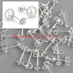 High Quality 100PCS /Lot 925 Sterling Silver DIY Jewelry Findings Ear Pin Pairs Stud Earrings With 925 BACK STOPPERS