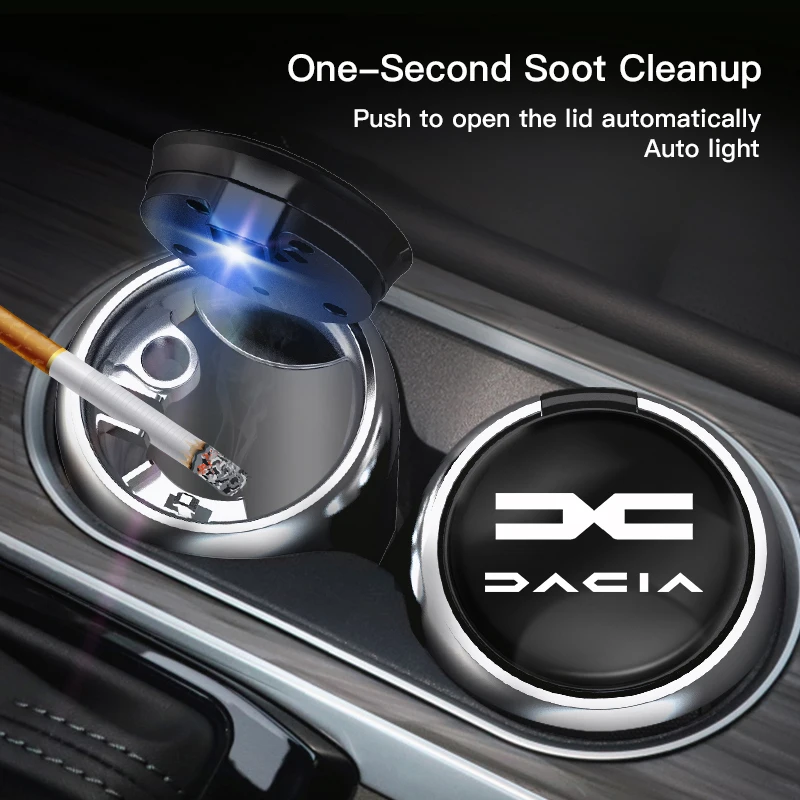 Cenicero para coche con luz LED, cenicero portátil desmontable para Interior de coche, para Dacia Duster Logan Sandero Jogger Spring Stepway Dokker