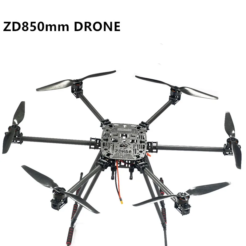 ZD850 Full Carbon Fiber ZD 850 Hexa-Rotor Frame Foldable Arm Hexacopter Frame Kit with Unflodable Landing Gear for FPV