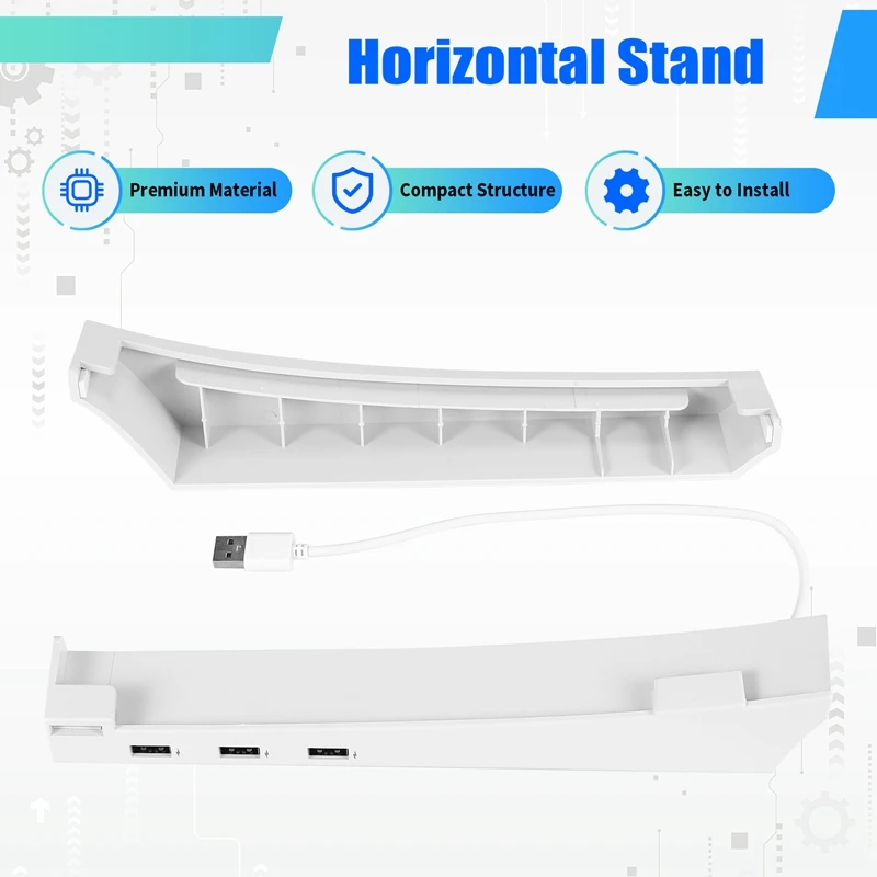 【Superdeals】Horizontal Stand For PS5 With 4 USB Extension, Cabinet Console Laydown Holder, For Playstation 5 Disc & Digital Edit