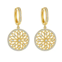 Wedding Real Diamond 18K Yellow Gold Earrings for Women Round Hollow Pure Gemstone Hoop Earring Luxury Fashion Jewelry Orecchini