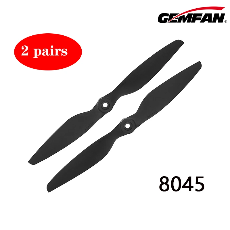 Gemfan Carbon Nylon Propeller 8045 9045 1045 1145 12445 for RC Multirotor Airplane Fixed-Wing （2 Pairs）