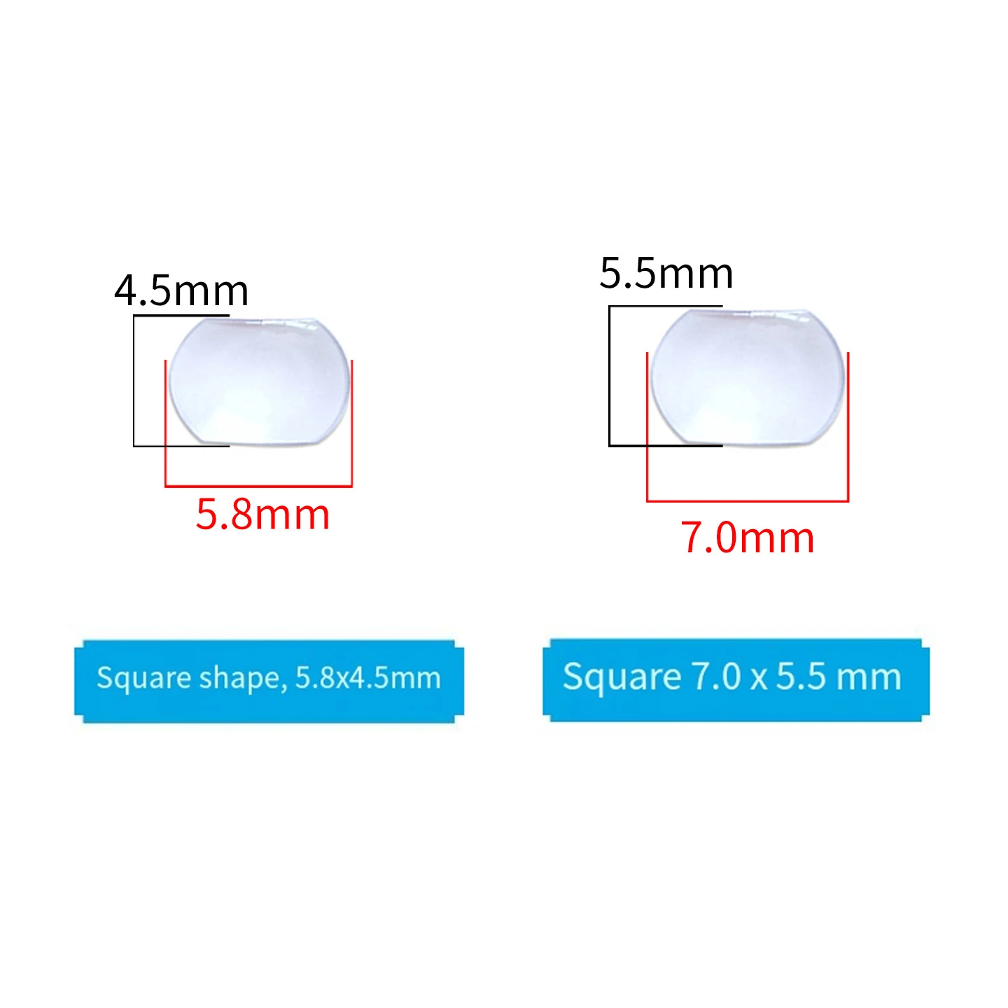 High Quality Sapphire Mineral Bubble Magnifier Calendar Lens for Date Window Watch Crystal Glass 7.0x5.5mm/5.5x4.5mm/5.5mm/4.0mm