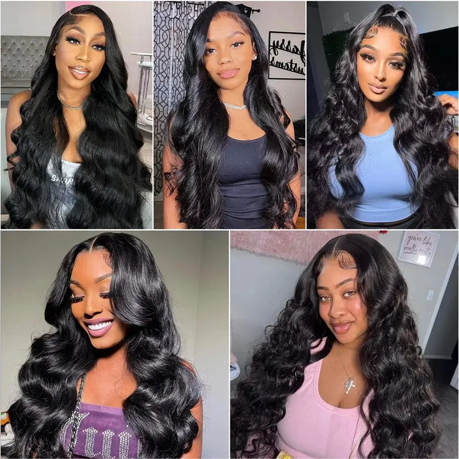 Wavy Lace Frontal Wig para mulheres, peruca de onda do corpo, peruca de cabelo pré arrancado, Glueless, cabelo ondulado, 180 Densidade, 13x6 HD, 18 36, 13x4