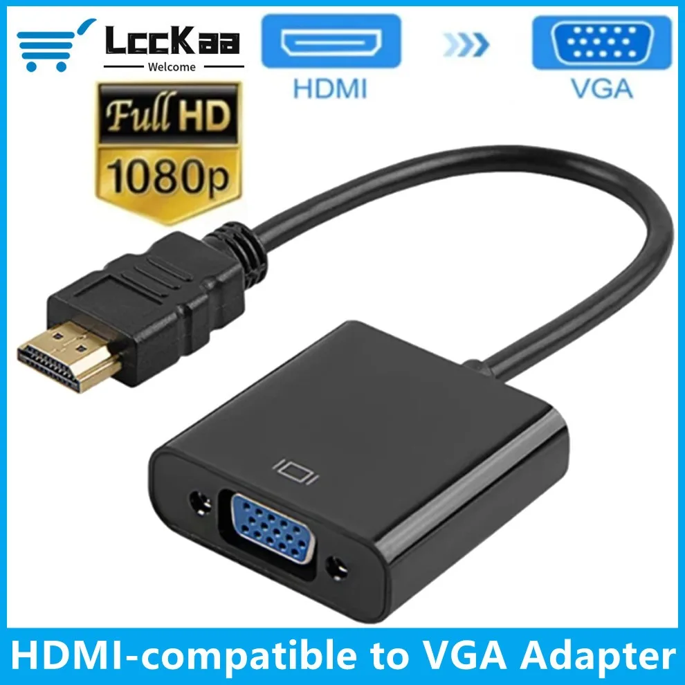 LccKaa 1080P HDMI-Compatible To VGA Cable Converter HDMI-Compatible Male to VGA Female Converter Adapter for Tablet Laptop PC TV