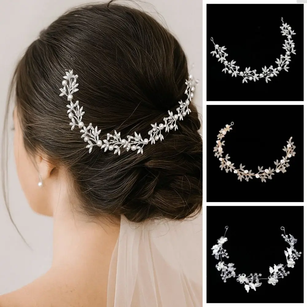 

Shiny Crystal Pearl Hair Vine Crystal Pearl Wedding Headband Hair Ornaments Handmade Baroque Queen Crown Wedding Hair Jewelry