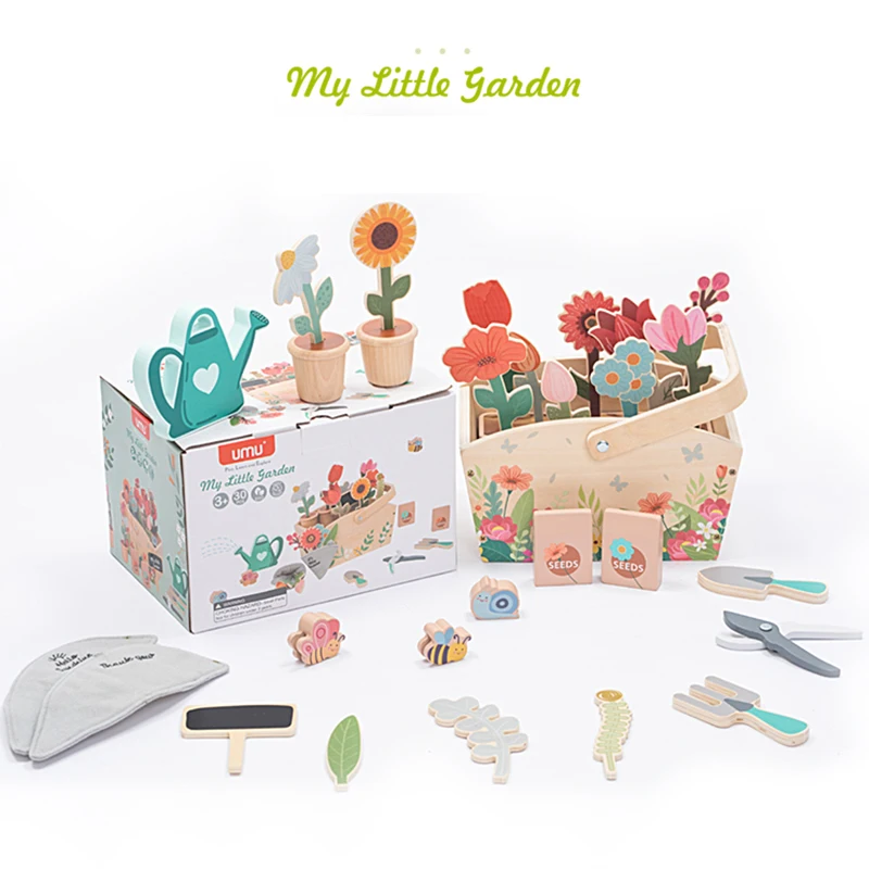 

Children simulation toy Flower Garden Toy Playset,Toddlers Wooden Toys outdoor Play set great gifts for Girls Boys
