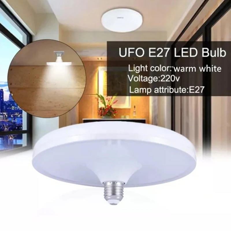 220V LED Bulb E27 Led Lamp Super Bright 15W UFO Leds Lights Indoor Cold White Lighting Table Lamps Garage Light