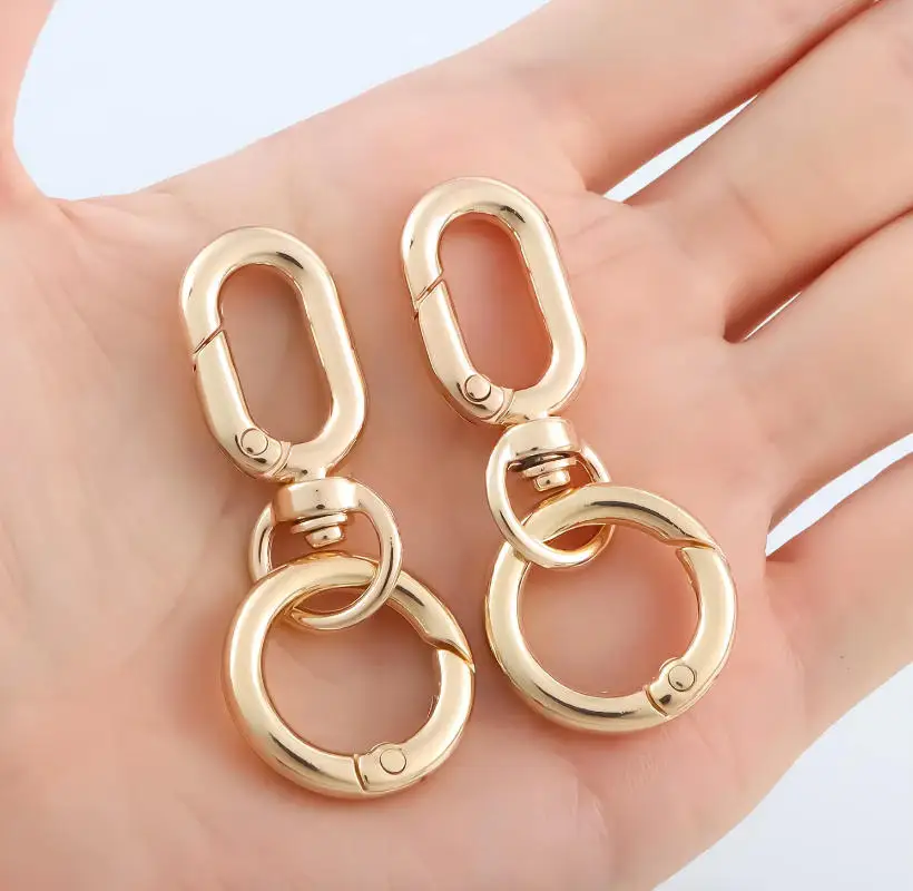 2pcs Double Opening Swivel Clasp Clips, Metal Swivel Spring Snap Hooks, Key Chain Clip with Key Ring for DIY Keys