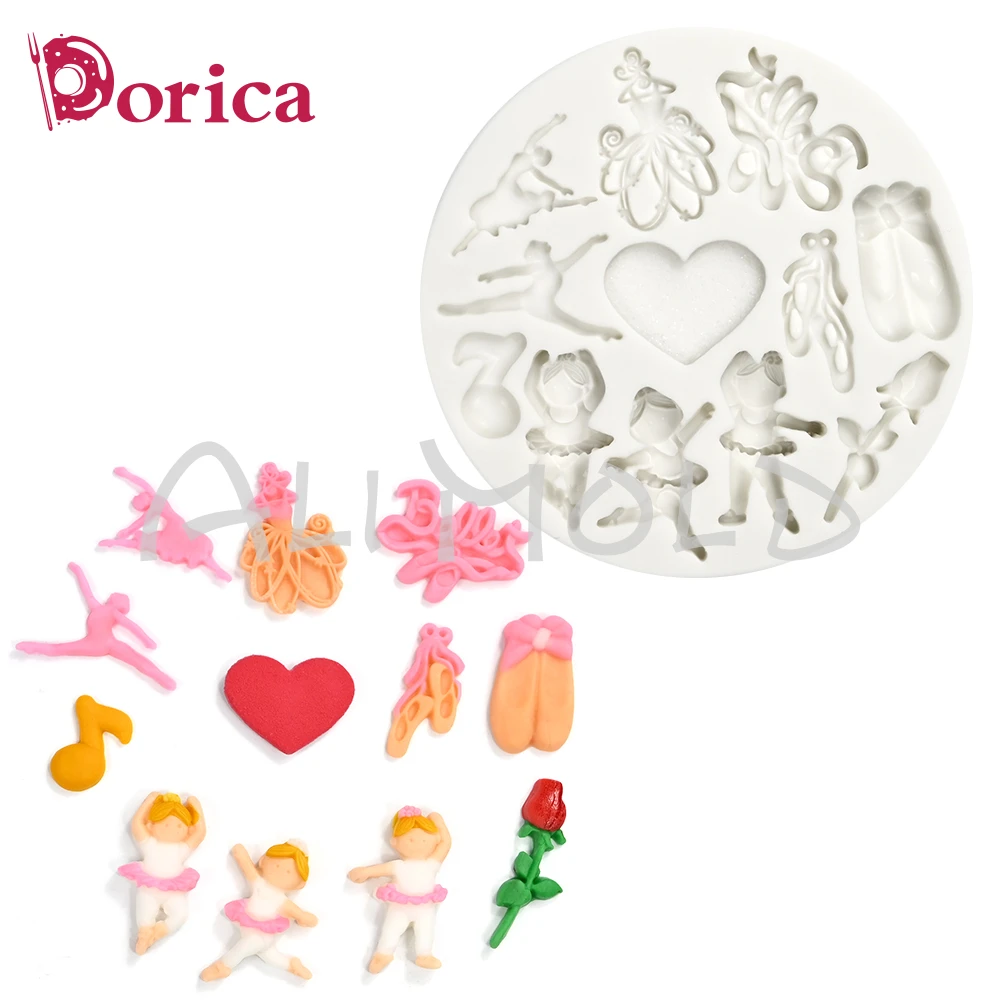 Ballet Girl Design Fondant Silicone Mold Fudge Chocolate Mould DIY Resin Clay Model Cake Decorating Tool Kitchen Pastry Bakeware