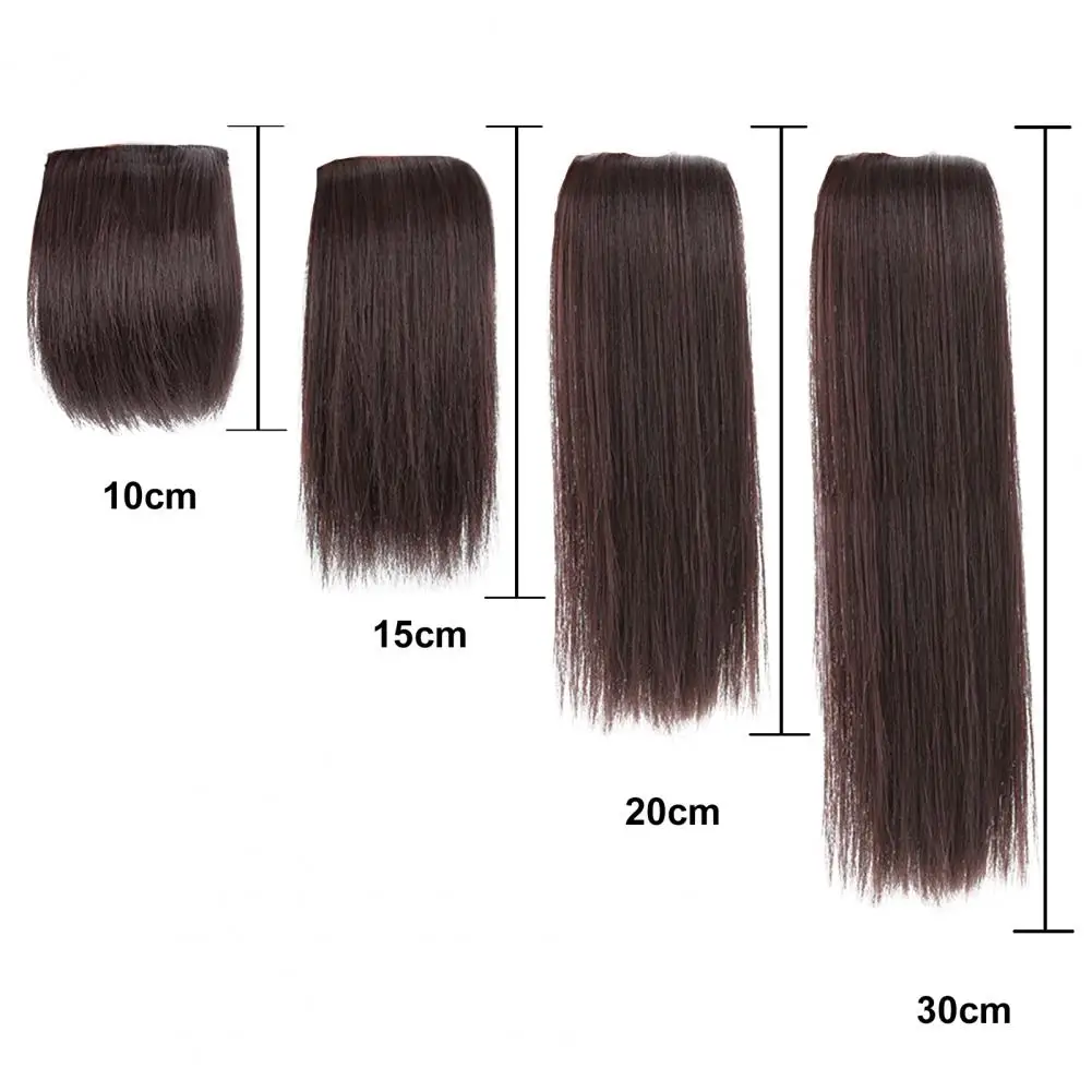 Jepit ekstensi rambut tambahan panjang, 20/15/20/30cm, klip elastis, bantalan Wig rambut manusia tidak terlihat, gaya rambut sintetis untuk wanita