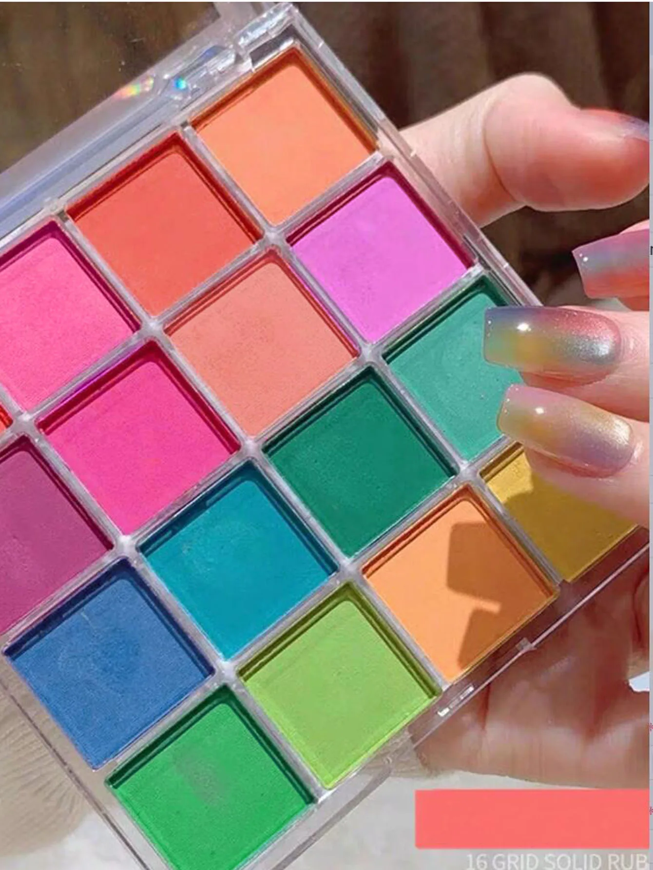 16 สี Solid Gradient ผงเล็บอายแชโดว์ Pearlescent SHELL Pigment ฝุ่นสําหรับแต่งหน้าสาวเผ็ด YK2 Rubbing Powder * 1