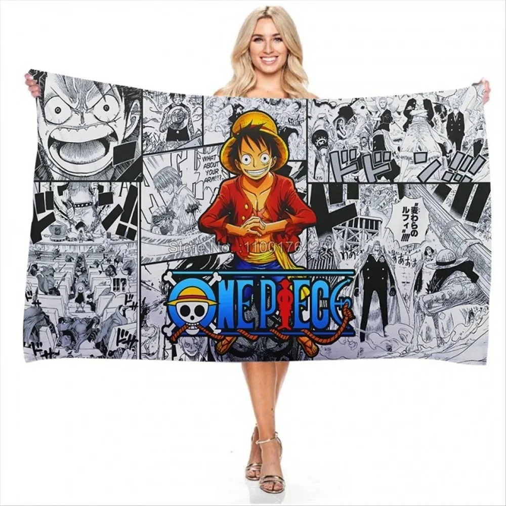 Monkey D. Luffy Cartoon Printed Beach Towel One Piece Anime Barh Towel 75x150cm Barhroom Shower Washcloth Home Decor