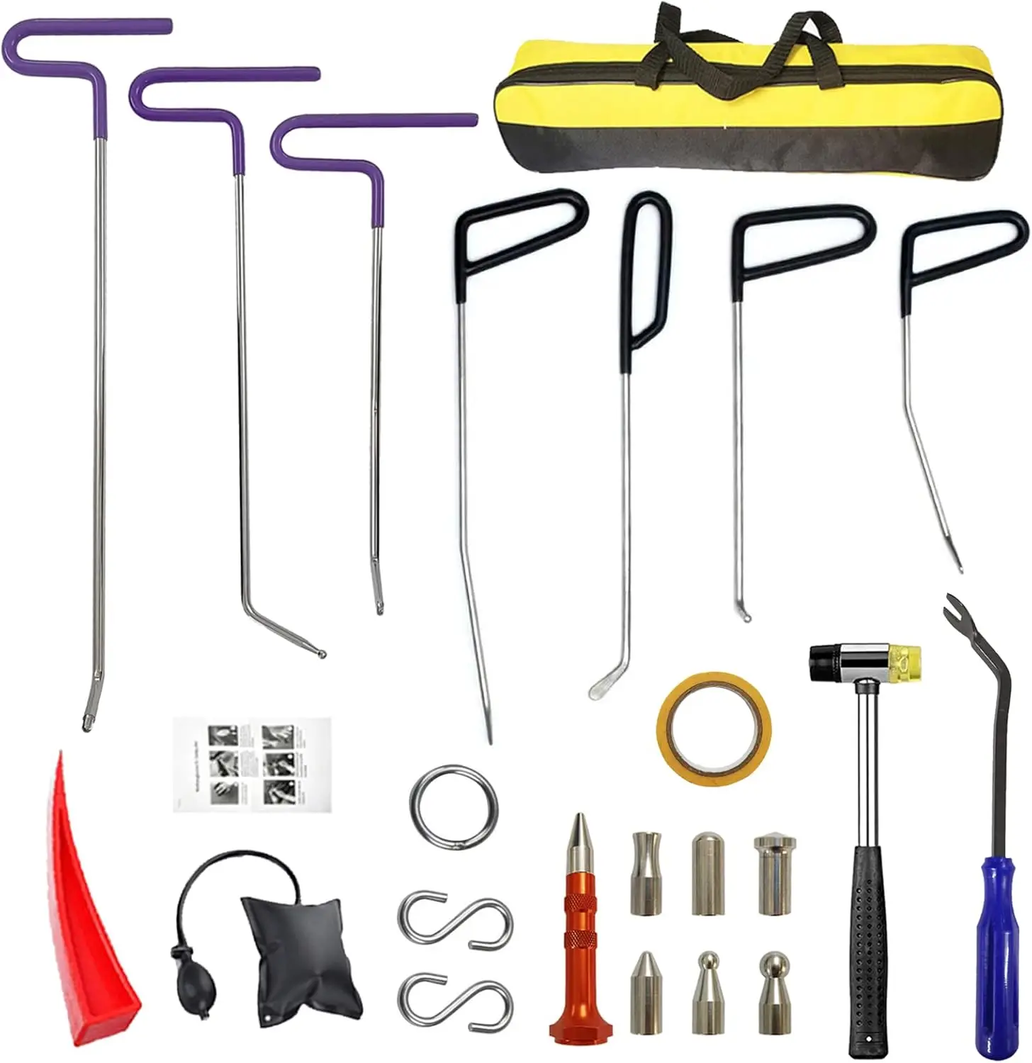 

22 Pcs Professional Car Dent Repair Kit, Spring Steel Rods for Hail Damage & Door Dings Removal Tool