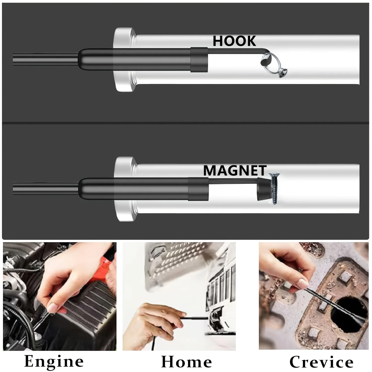 1920p HD Industrial Endoscope Camera with 8 LED Lens, Flexible Hard Wire for iOS & Android, for Car & Air Conditioner Repair