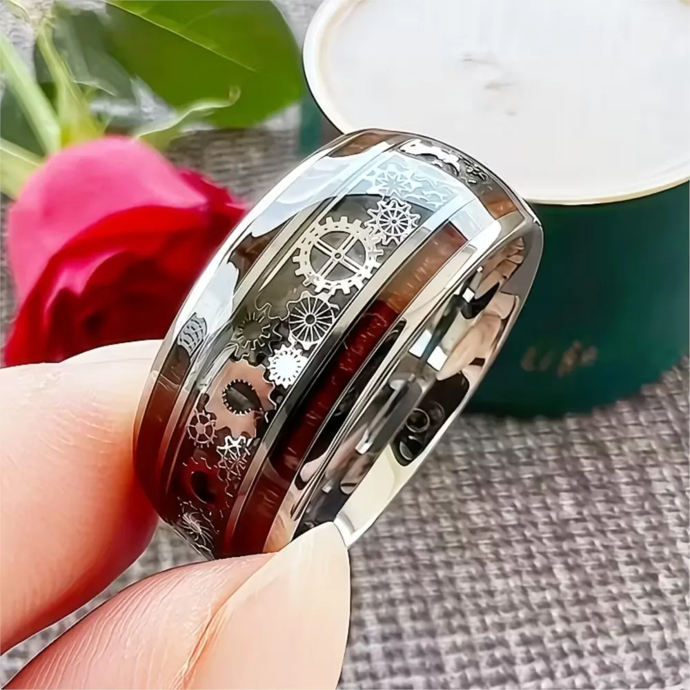 10MM 316L Stainless Steel Steampunk Gear Ring for Women Men Hip-Hop Punk Rock Bicycle Design Statement Rings Party Jewelry Gifts