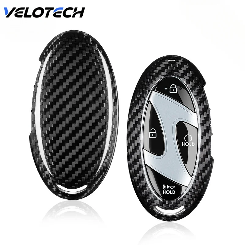 

Carbon Fiber Car Key Case Cover Shell For Hyundai Elantra Sonata Tucson Protector Accessories