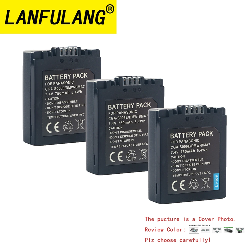 Pour Panasonic CGA-S006E 7.4V 750mAh batterie Compatible avec DMC-FZ7 FZ8 DMC-FZ18 DMC-FZ28 batterie d'appareil photo numérique Rechargeable