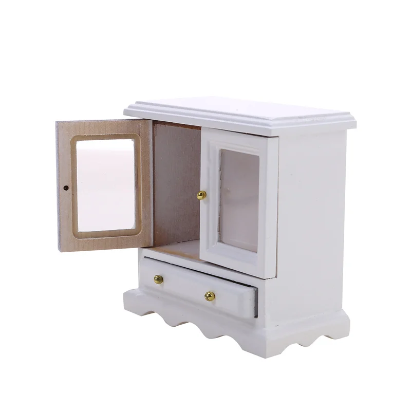 1:12 Dollhouse Miniature Wall Cabinet Hanging Storage Organizer Cupboard House Furniture Model Decor Toy Doll House Accessories