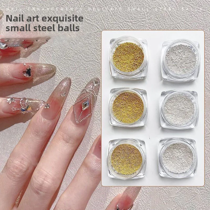 Picture 3: 6Gird/box Gold Silver Round Caviar Bead Nail Charms Mixed-Size Alloy Nail Charms 0.6 0.8 1.0mm Manicure Micro Ball