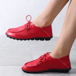 Women's Flat Shoes 2022 Low Heel Flat Women Moccasins Soft Female Lace Up Casual Shoes Light Mother Shoes Summer Footwear  Mujer