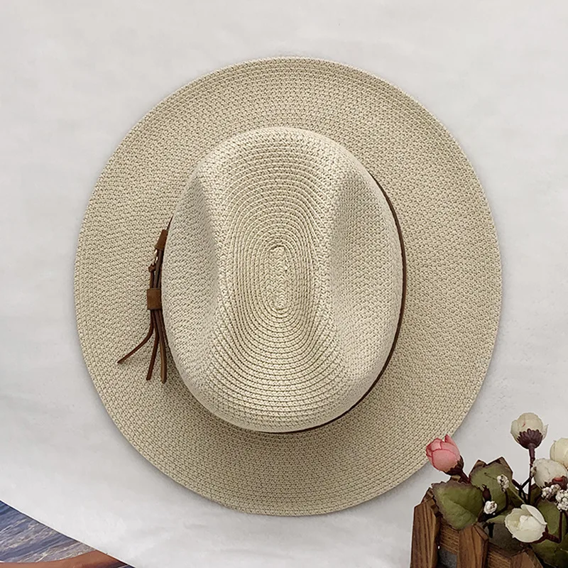 The New  Panama Straw Hat Sunshade Beach Hat Female Summer Jazz  Hats for Women