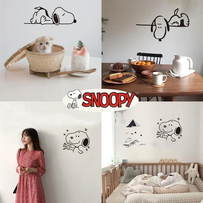 Anime Snoopy Wall Stickers Cute Wallpaper Painting Creative Living Room Bedroom Decorations KidsCartoon Room Decor Stickers Gift