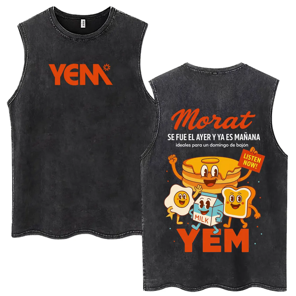 Morat Yem Se Fue El Ayer Y Ya Es Manana Tour 2026 Print Vest Vintage Washed T-shirts Men Women Hip-hop Loose Cotton Man T-shirts