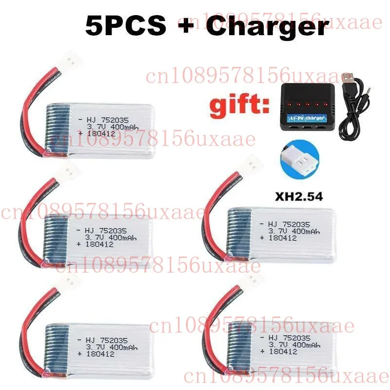 

XMSJ Lipo Battery 752035 3.7v 400mah 20c For Hubsan X4 H107 H107d H107l Jd385 388 Rc